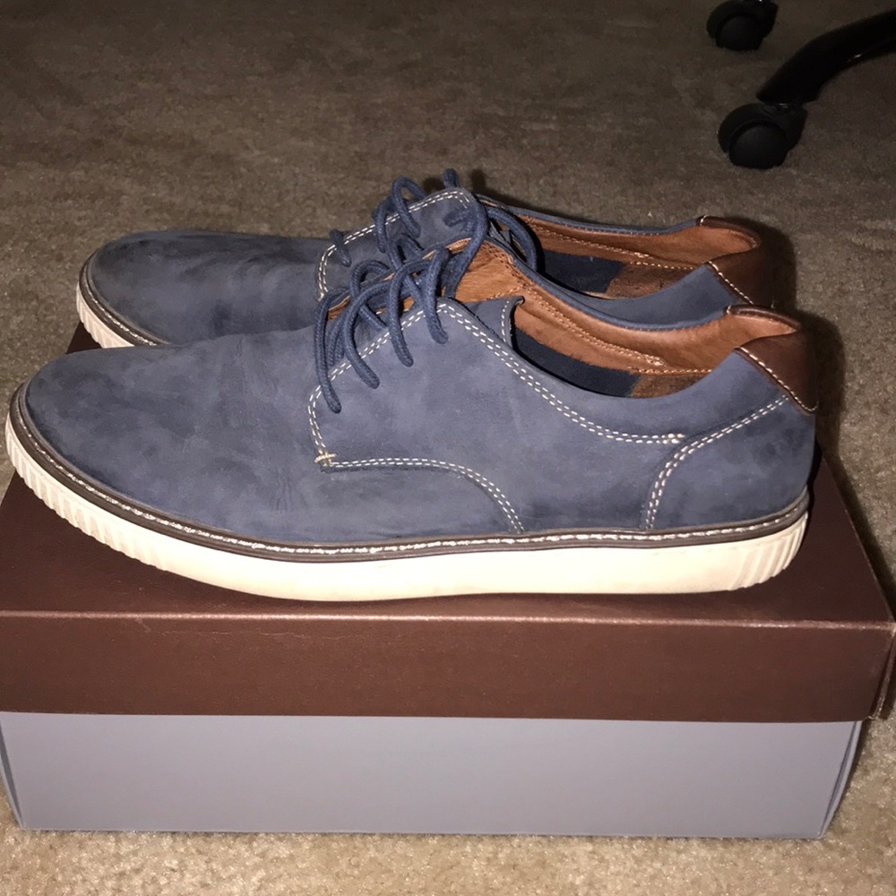 Johnston&Murphy Blue Walden Plain Toe Shoe (10.5)